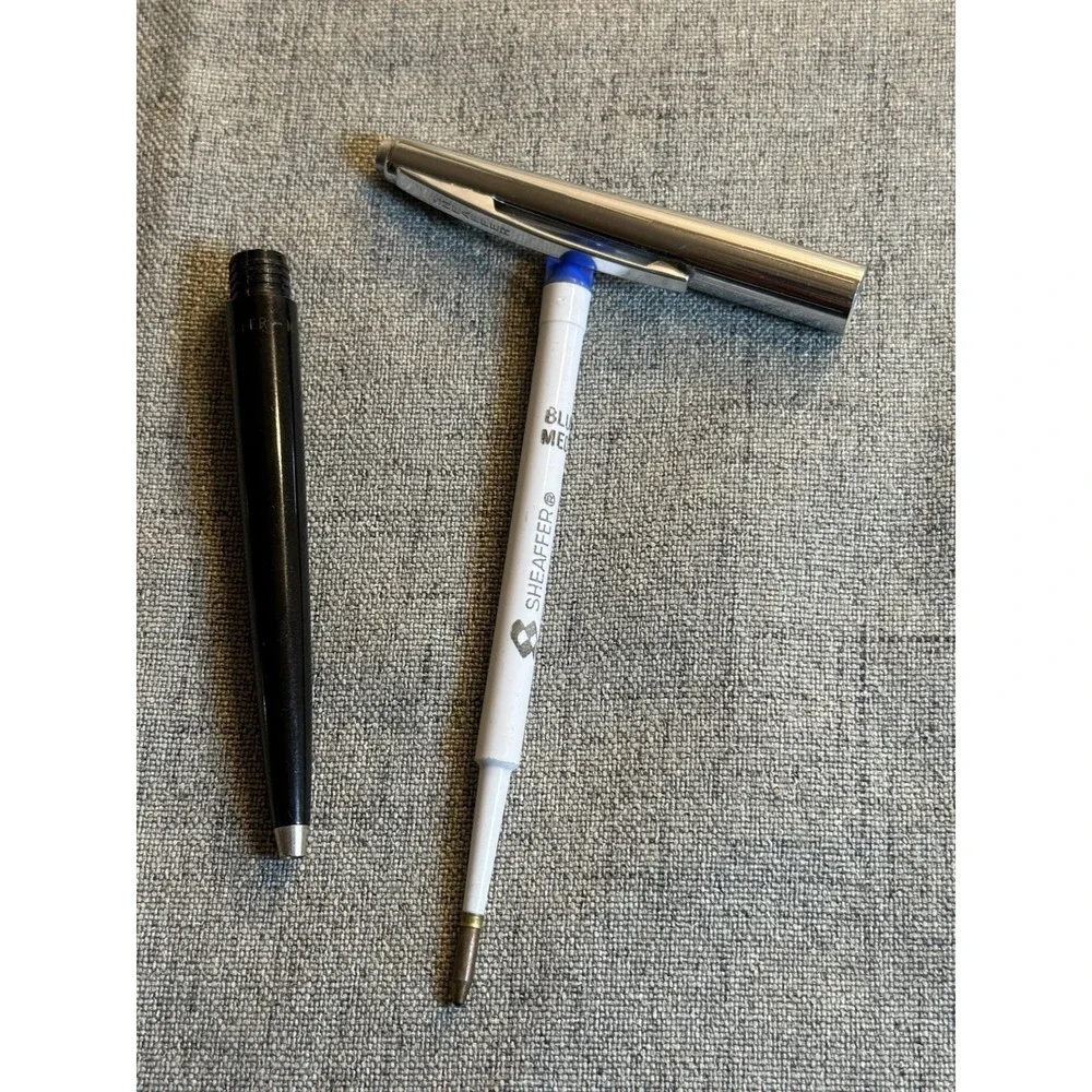 Vintage Sheaffer Ballpoint Pen – Black & Chrome – Classic Office Decor Dry Ink
